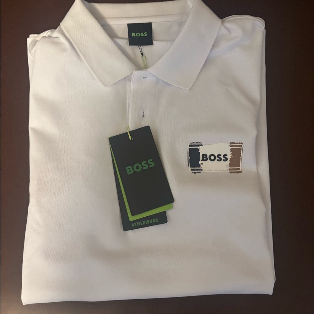 BOSS Men's Classic White Polo with Logo